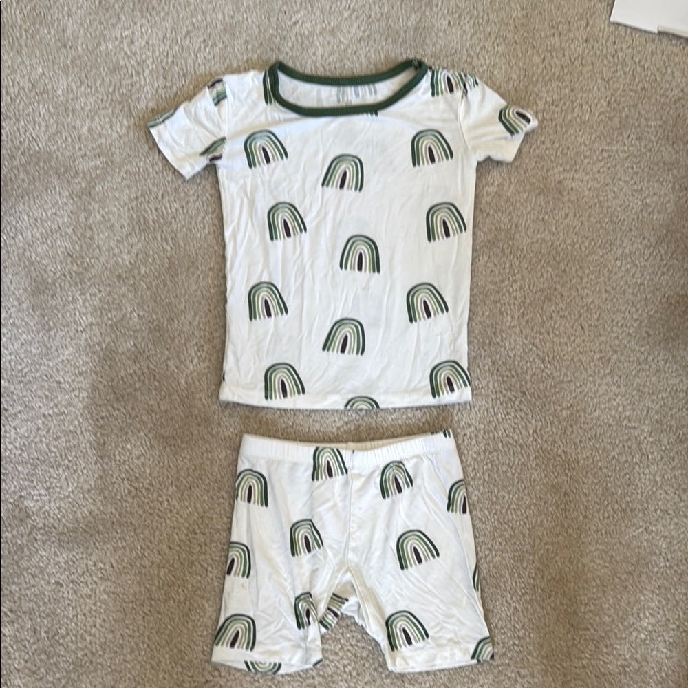 Kyte Baby Green Rainbow Short Sleeve and Shorts Pajamas